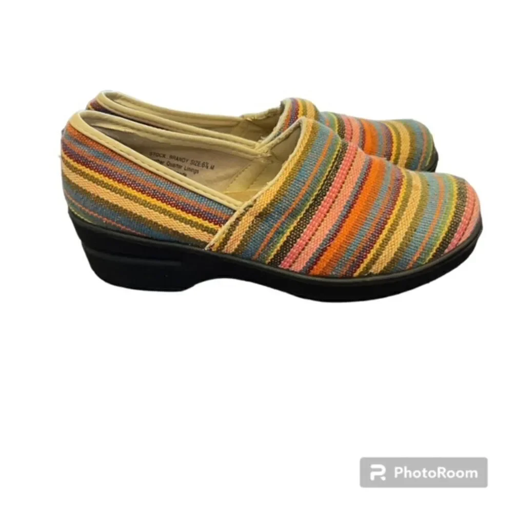 Ingaro Women's Brandy Canvas Clog Slip On Multi Color Stripe Size‎ 6.5